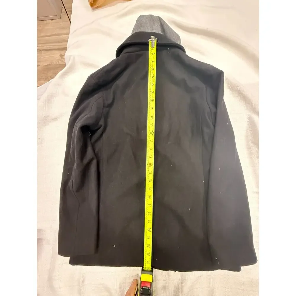 American Rag Wool Blend Hooded Peacoat Jacket Black Medium NWT Double Breasted